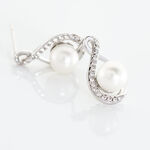Boucles D'oreilles Davy Or Blanc Perle De Culture Oxyde - Clous d'oreilles Femme | Histoire d&rsquo;Or
