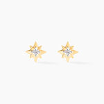 Boucles D'oreilles Puces Astralia Or Jaune Oxyde De Zirconium - Clous d'oreilles Femme | Histoire d&rsquo;Or