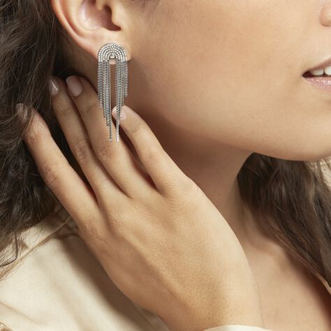 Boucles D'oreilles Pendantes Jakarta Argent Blanc - Boucles d'oreilles pendantes Femme | Histoire d’Or