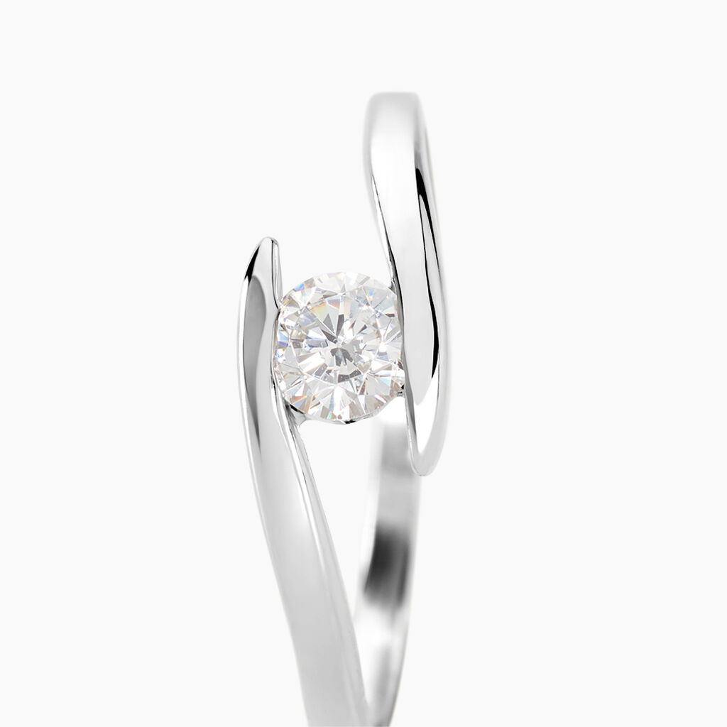 Bague Solitaire Camilia Or Blanc Oxyde De Zirconium - Bagues solitaires Femme | Histoire d&rsquo;Or