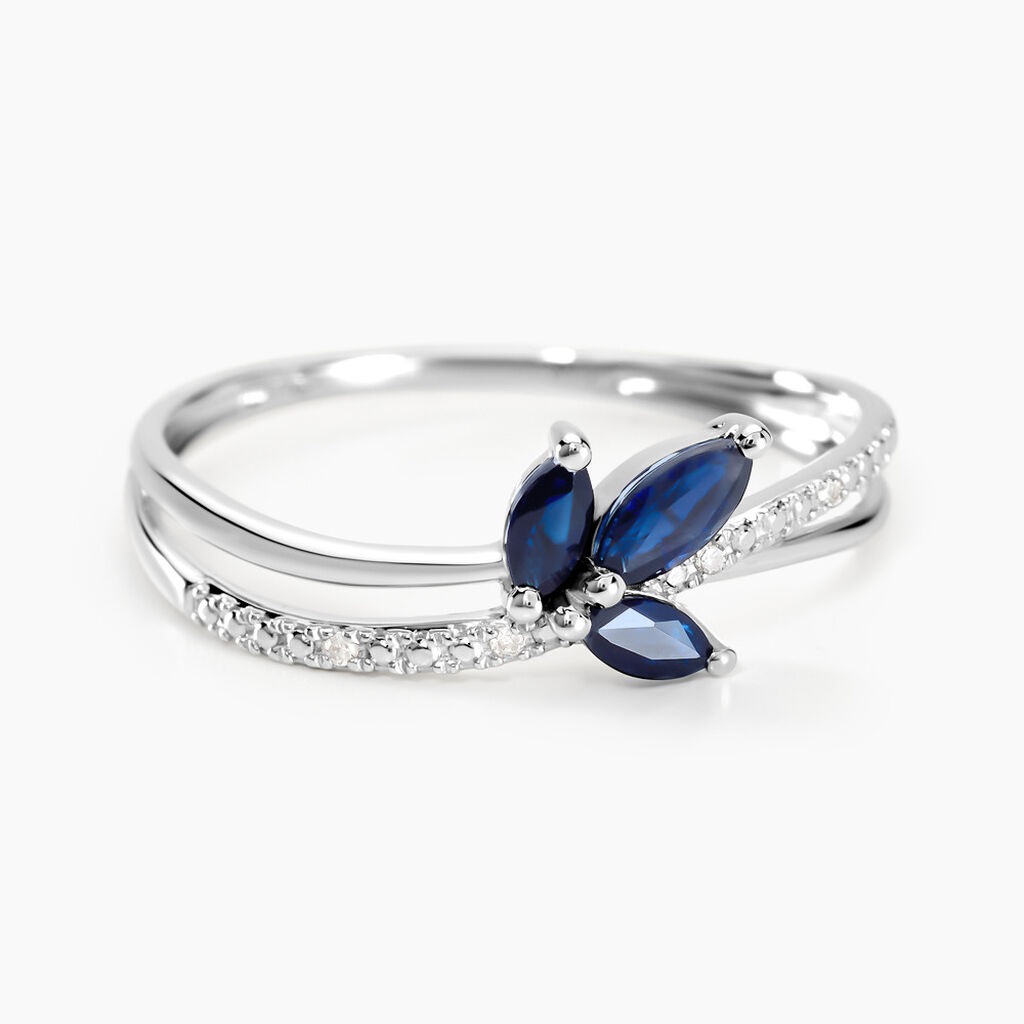 Bague Angie Or Blanc Saphir Diamant - Bagues avec pierre Femme | Histoire d’Or
