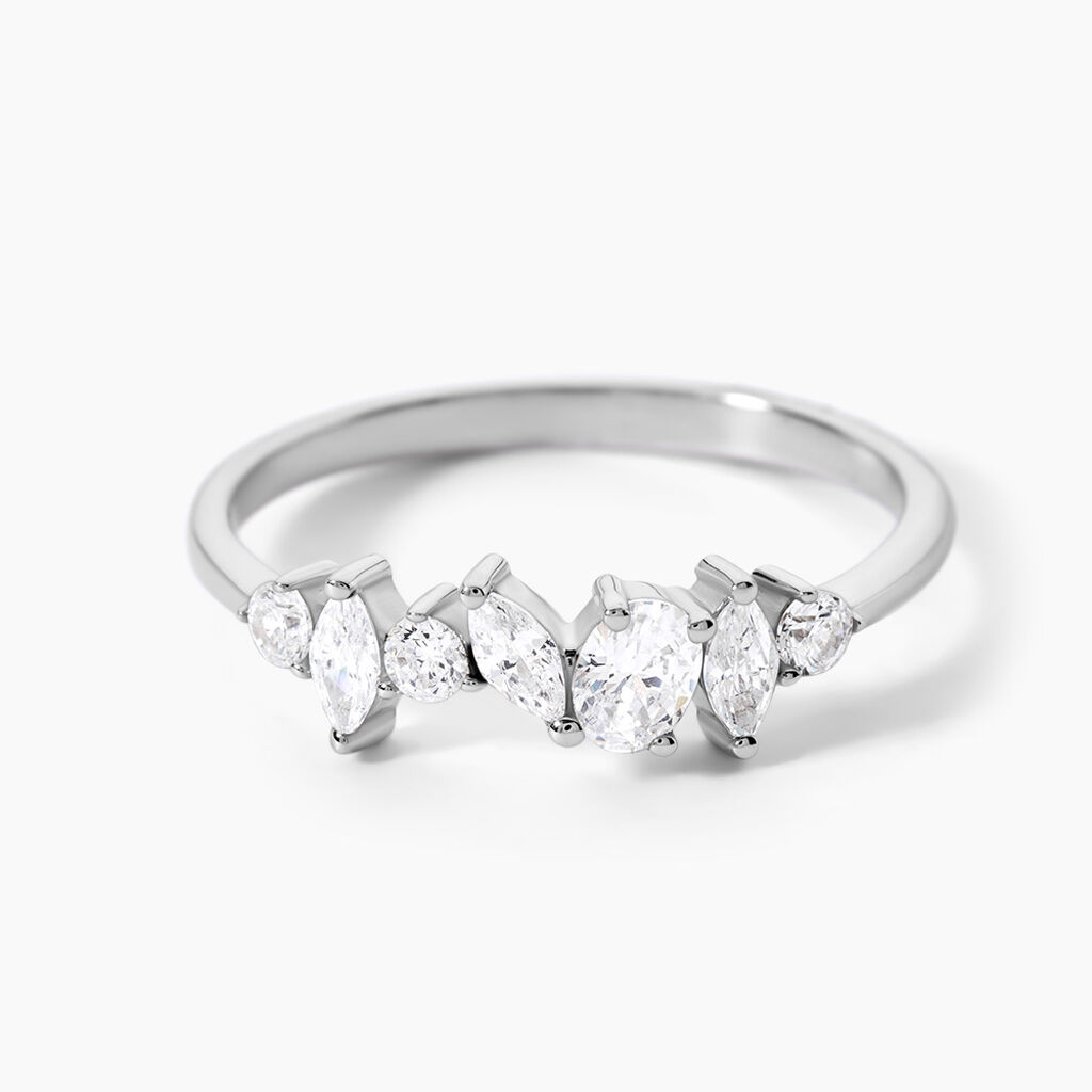 Bague Tapis Rouge Argent Blanc Oxyde De Zirconium - Bagues avec pierre Femme | Histoire d&rsquo;Or