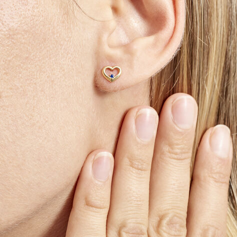 Boucles D'oreilles Puces Martella Or Jaune Saphir - Clous d'oreilles Femme | Histoire d’Or