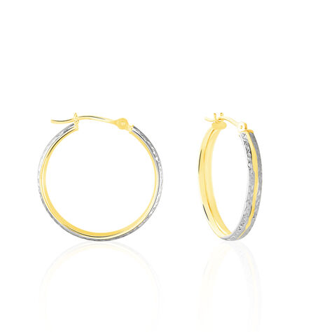 Créoles Abella Diamantee Fil Plat Or Bicolore - Boucles d'oreilles créoles Femme | Histoire d’Or
