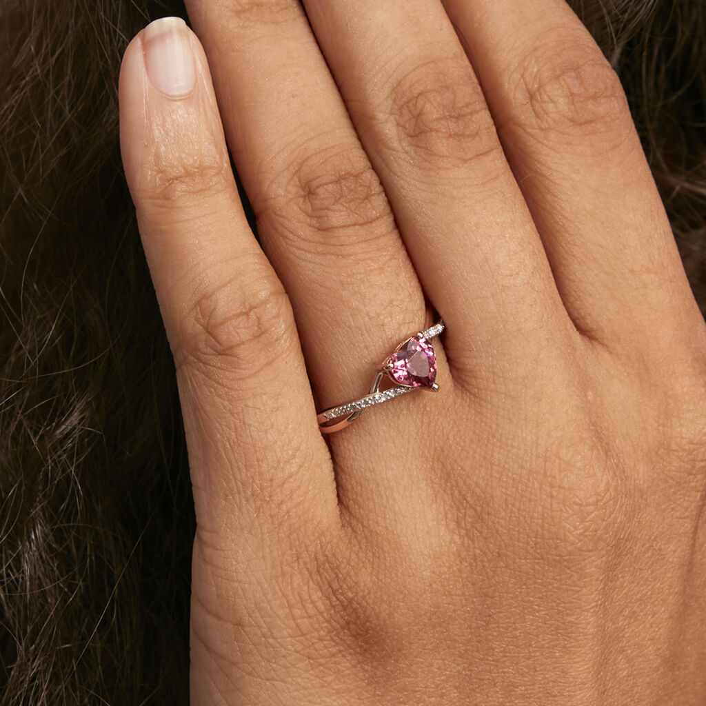 Bague Clothilde Or Rose Rhodolite Et Oxyde - Bagues solitaires Femme | Histoire d’Or