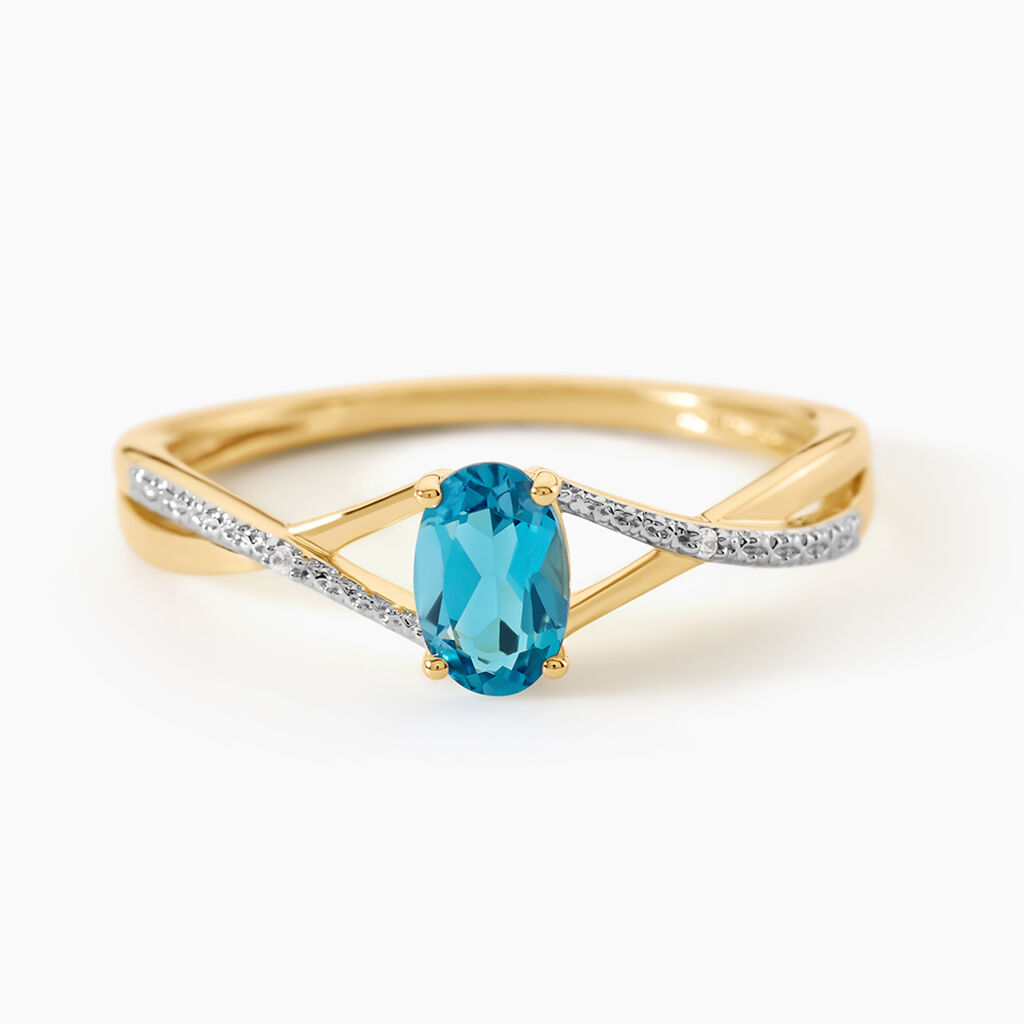 Bague Hemma Argent Dor&eacute; A L'Or 750/1000 Topaze Oxyde De Zirconium - Bagues solitaires Femme | Histoire d&rsquo;Or