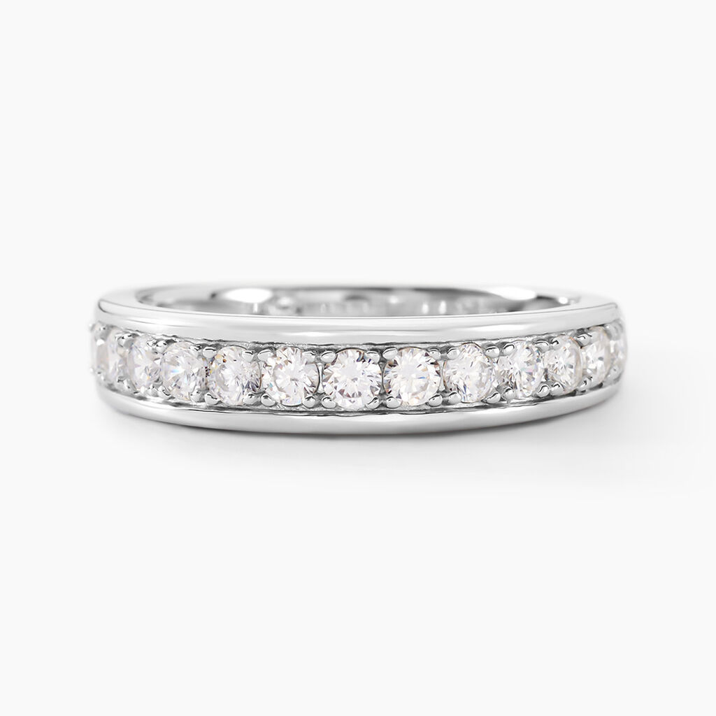 Demi Alliance Heket Argent Blanc Oxyde De Zirconium - Bagues avec pierre Femme | Histoire d’Or