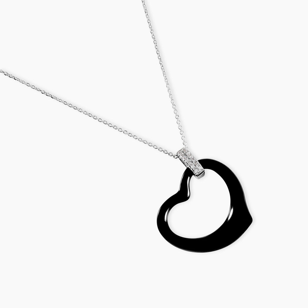 Collier Pam Argent Blanc C&eacute;ramique Et Oxyde De Zirconium - Colliers fantaisie Femme | Histoire d&rsquo;Or