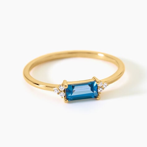 Bague Lavonne Argent Dor&eacute; A L'Or 750/1000 Topaze Oxyde De Zirconium - Bagues solitaires Femme | Histoire d&rsquo;Or
