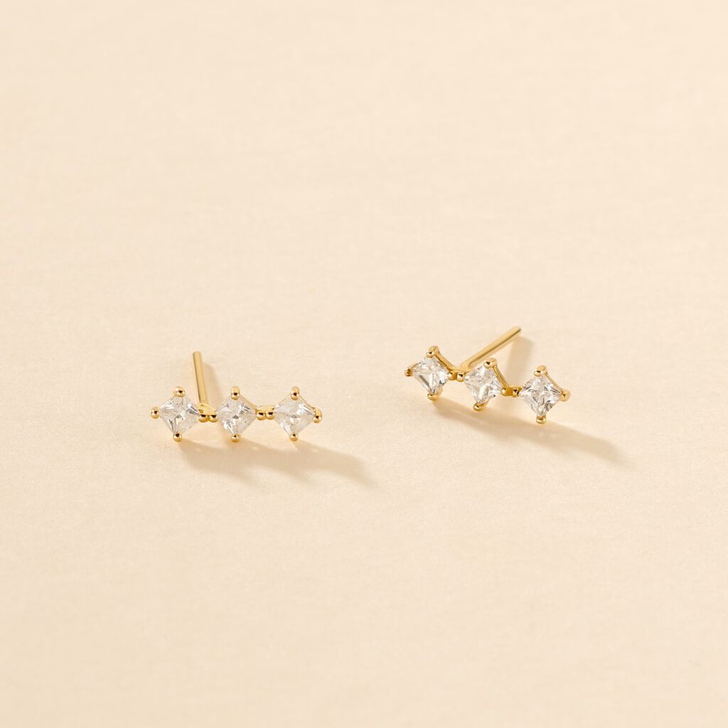 Boucles D'oreilles Puces Lorens Or Jaune Oxyde De Zirconium - Clous d'oreilles Femme | Histoire d&rsquo;Or
