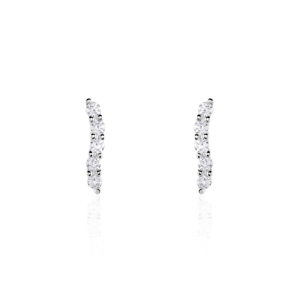 Boucles D'oreilles Puces Dahina Or Blanc Oxyde De Zirconium - Clous d'oreilles Femme | Histoire d’Or