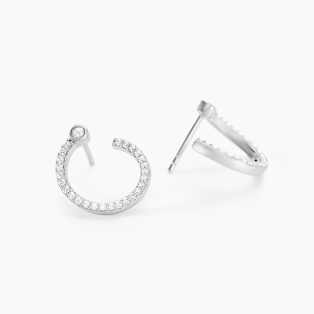 Boucles D'oreilles Puces Raffaela Argent Blanc Oxyde De Zirconium - Boucles d'oreilles fantaisie Femme | Histoire d&rsquo;Or
