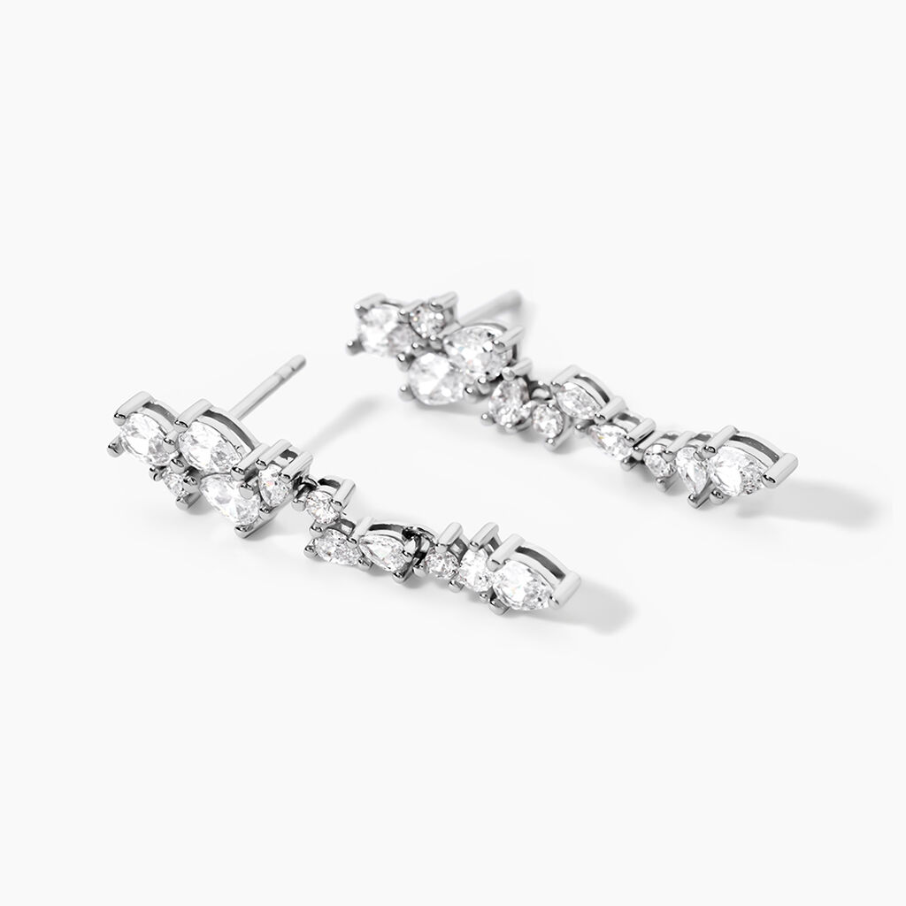 Boucles D'Oreilles Pendantes Tapis Rouge Argent Blanc Oxyde De Zirconium - Boucles d'oreilles fantaisie Femme | Histoire d&rsquo;Or