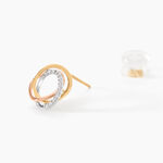 Boucles D'oreilles Puces Amaiur Or Tricolore Oxydes De Zirconium - Clous d'oreilles Femme | Histoire d&rsquo;Or