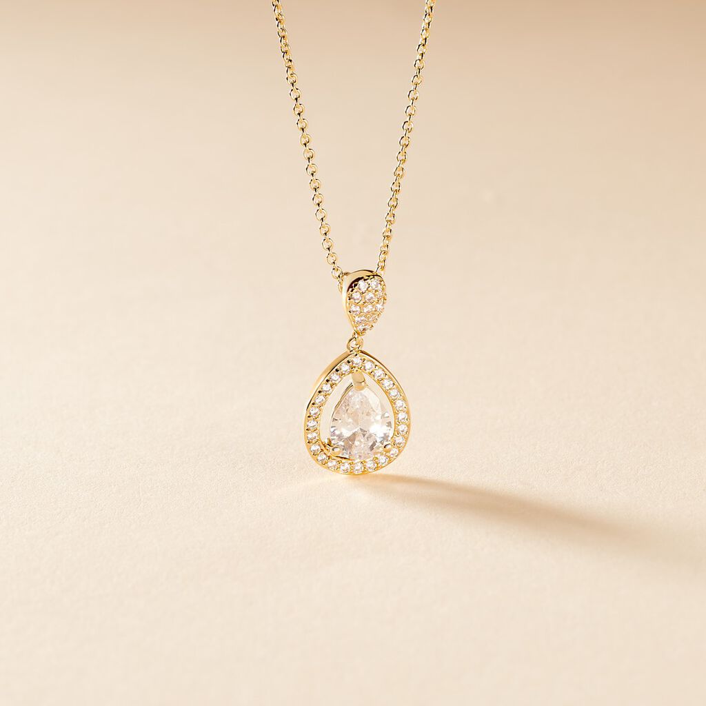 Collier Brigita Plaqu&eacute; Or Jaune Oxyde De Zirconium - Colliers Femme | Histoire d&rsquo;Or