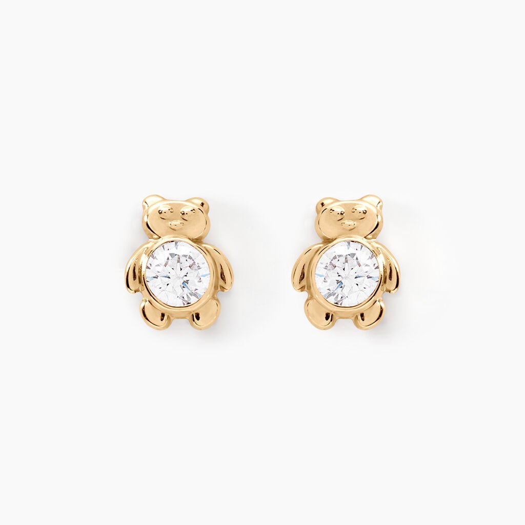 Boucles D'oreilles Puces Winny Or Jaune Oxyde De Zirconium - Clous d'oreilles Enfant | Histoire d&rsquo;Or