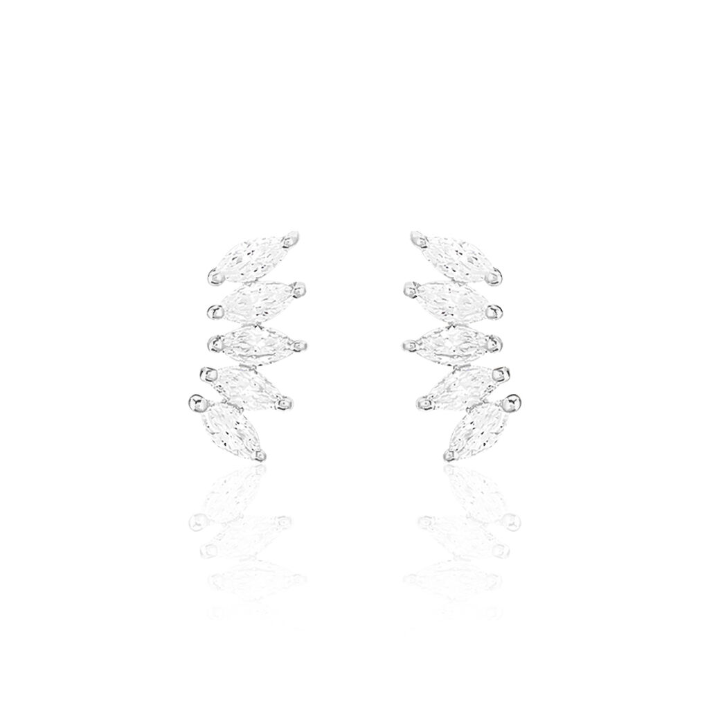 Bijoux D'oreilles Edma Or Blanc Oxyde De Zirconium - Ear cuffs Femme | Histoire d&rsquo;Or