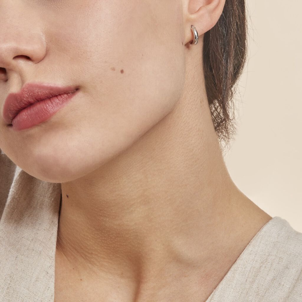 Créoles Shalana Or Blanc - Boucles d'oreilles créoles Femme | Histoire d’Or