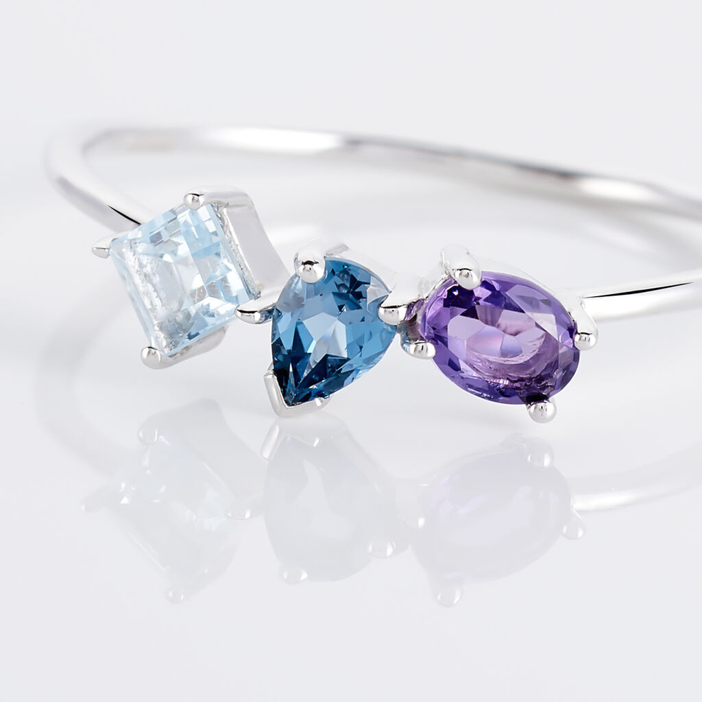 Bague Raika Or Blanc Amethyste Et Topaze - Bagues avec pierre Femme | Histoire d’Or