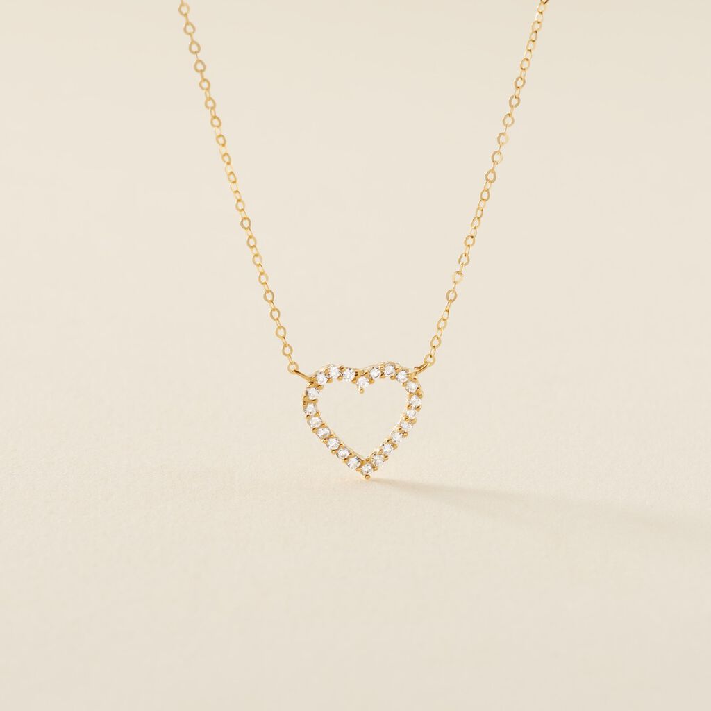 Collier Or Jaune Ansel Oxyde De Zirconium - Colliers Femme | Histoire d’Or