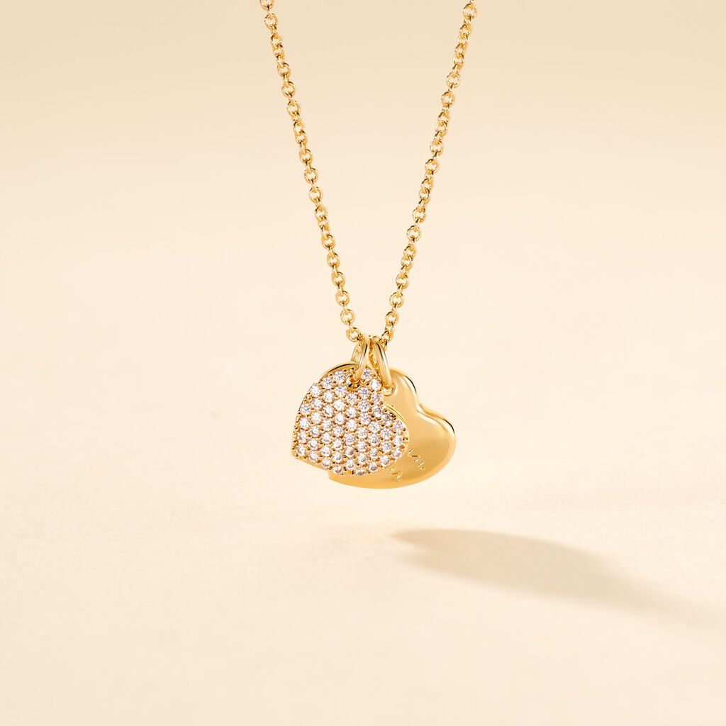 Collier Corazon Plaqué Or Jaune Oxyde De Zirconium - Colliers Femme | Histoire d’Or
