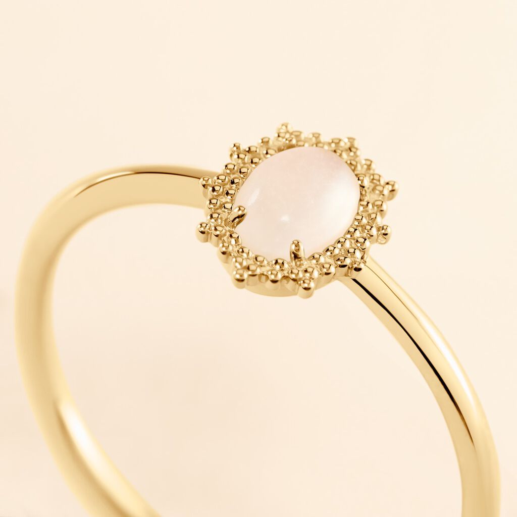 Bague Vintage Love Plaqu&eacute; Or Jaune Pierre De Lune - Bagues solitaires Femme | Histoire d&rsquo;Or