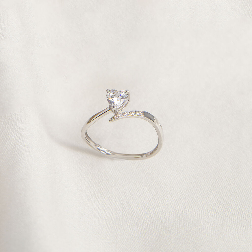 Bague Eva Or Blanc Oxyde De Zirconium - Bagues solitaires Femme | Histoire d&rsquo;Or