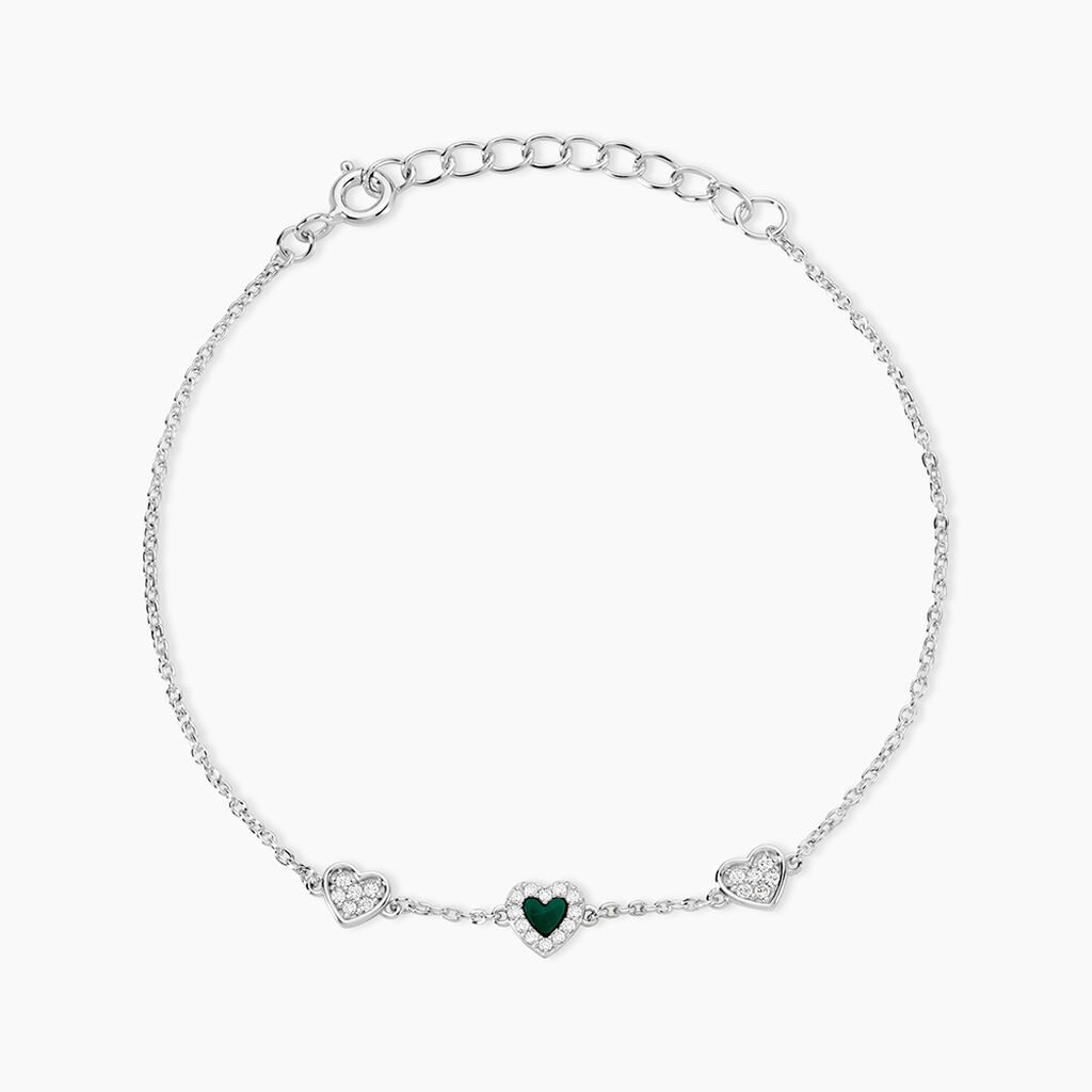 Bracelet Serment D'Argent Argent Blanc Malachite Oxyde De Zirconium - F&ecirc;te des m&egrave;res Femme | Histoire d&rsquo;Or