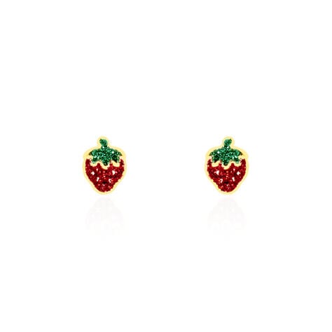 Boucles D'oreilles Puces Tharia Fraise Or Jaune - Clous d'oreilles Enfant | Histoire d’Or