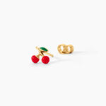 Boucles D'Oreilles Puces Cherry Cerise Argent Dor&eacute; A L'Or 750/1000 - Boucles d'oreilles fantaisie Enfant | Histoire d&rsquo;Or