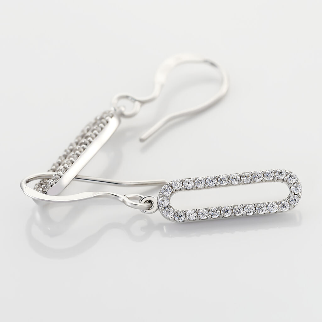 Boucles D'oreilles Pendantes Isabel Argent Blanc Oxyde De Zirconium - Boucles d'oreilles fantaisie Femme | Histoire d&rsquo;Or