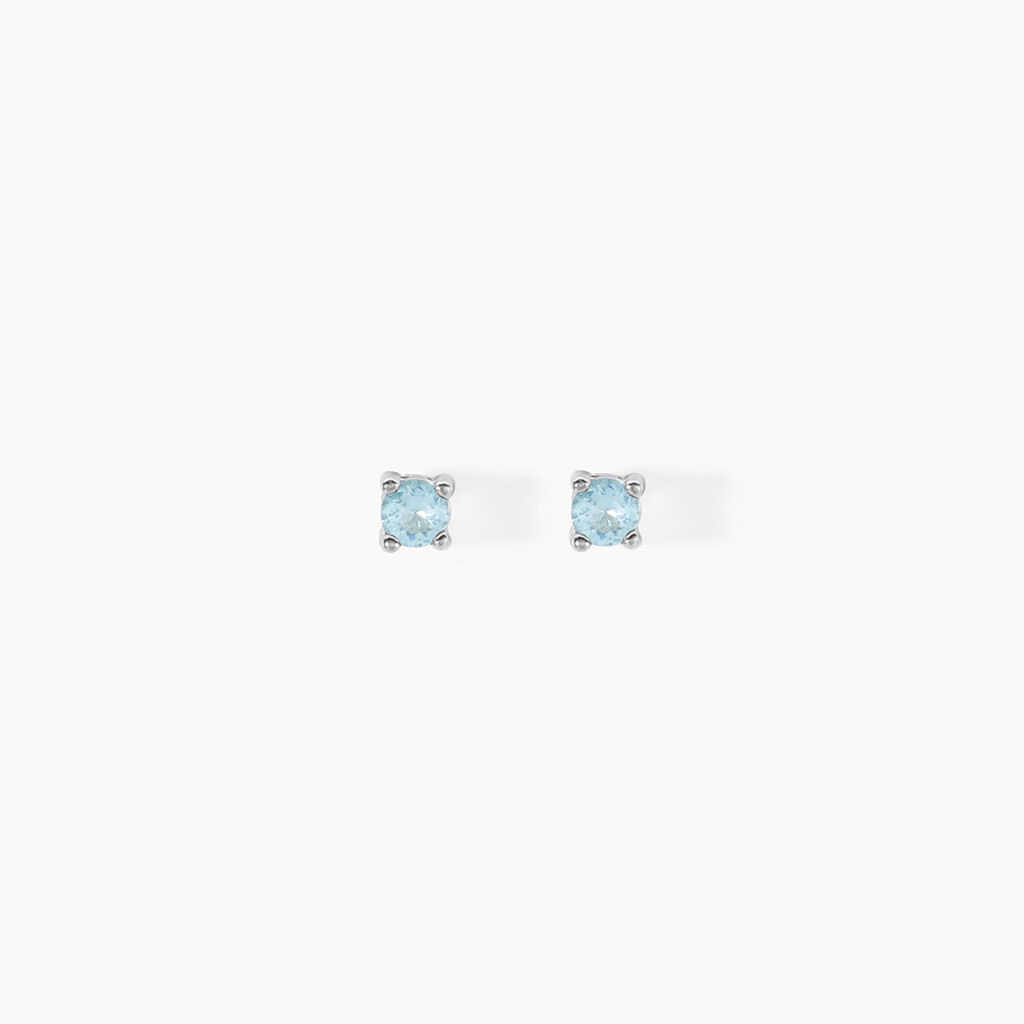 Boucles D'oreilles Puces Tehora Argent Blanc Verre - Boucles d'oreilles fantaisie Femme | Histoire d&rsquo;Or