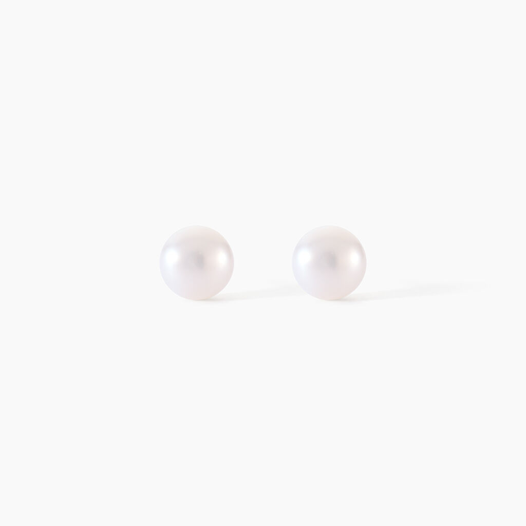 Boucles D'oreilles Puces Kesya Nacres Bouton Or Jaune Perle De Culture - Clous d'oreilles Famille | Histoire d’Or