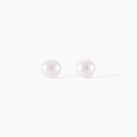 Boucles D'oreilles Puces Kesya Nacres Bouton Or Jaune Perle De Culture - Clous d'oreilles Famille | Histoire d’Or