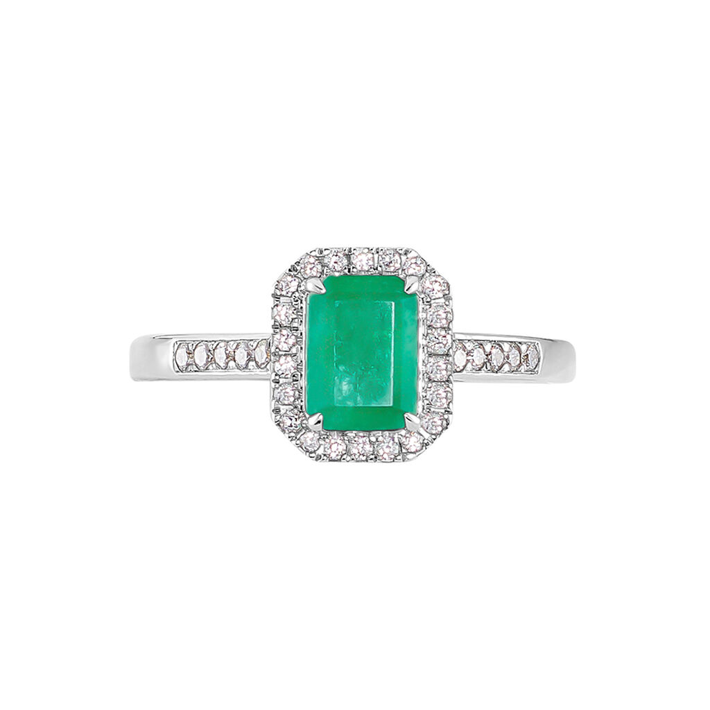 Bague Emory Or Blanc Emeraude Diamant - Bagues solitaires Femme | Histoire d&rsquo;Or