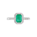 Bague Emory Or Blanc Emeraude Diamant - Bagues solitaires Femme | Histoire d&rsquo;Or