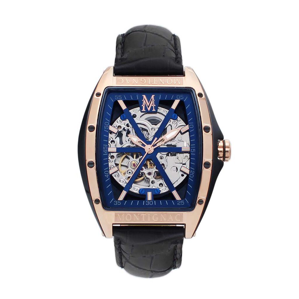Montre Montignac Tonneau Automatique Bleu - Montres Homme | Histoire d’Or