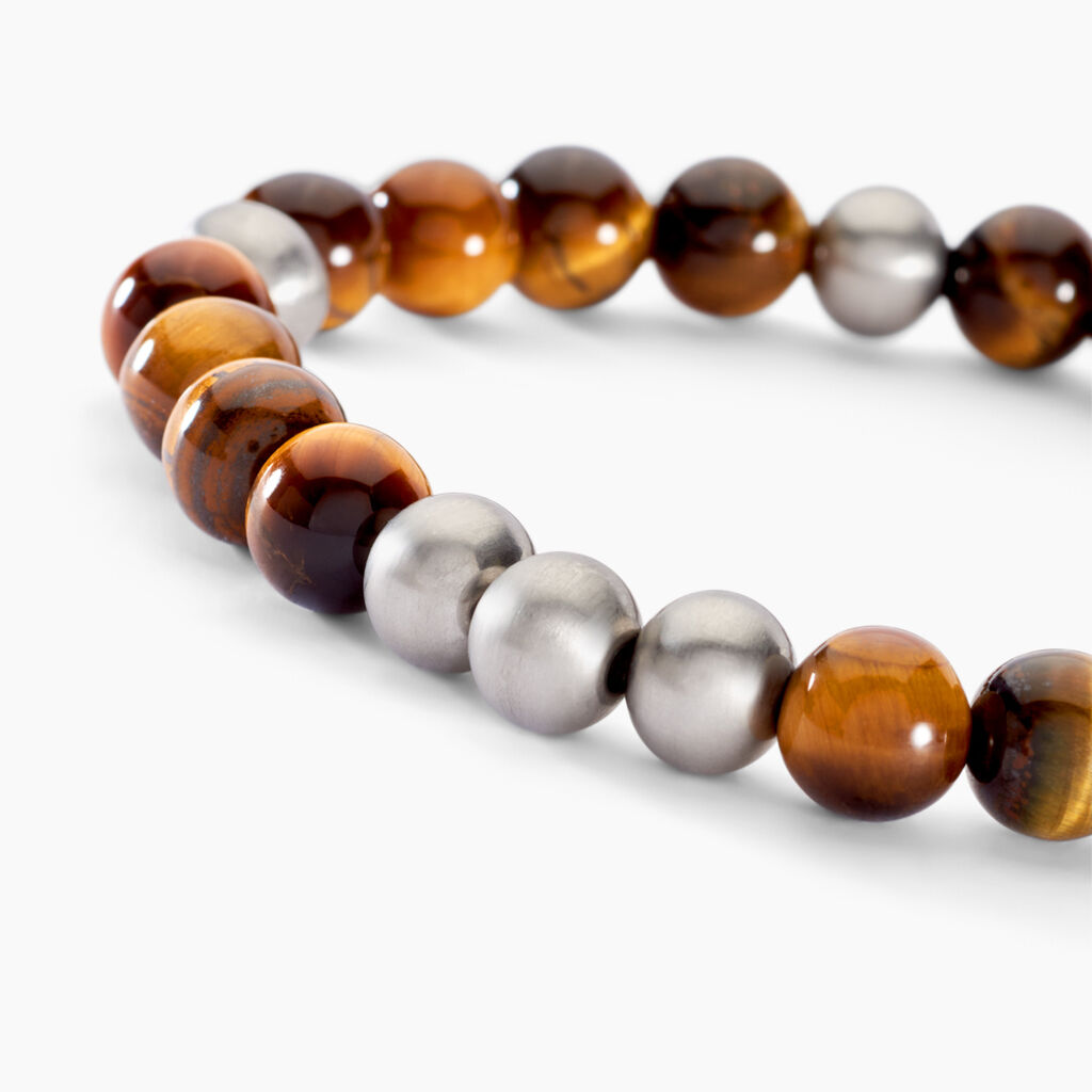 Bracelet Adonis Acier Blanc Oeil De Tigre - Bracelets Homme | Histoire d’Or