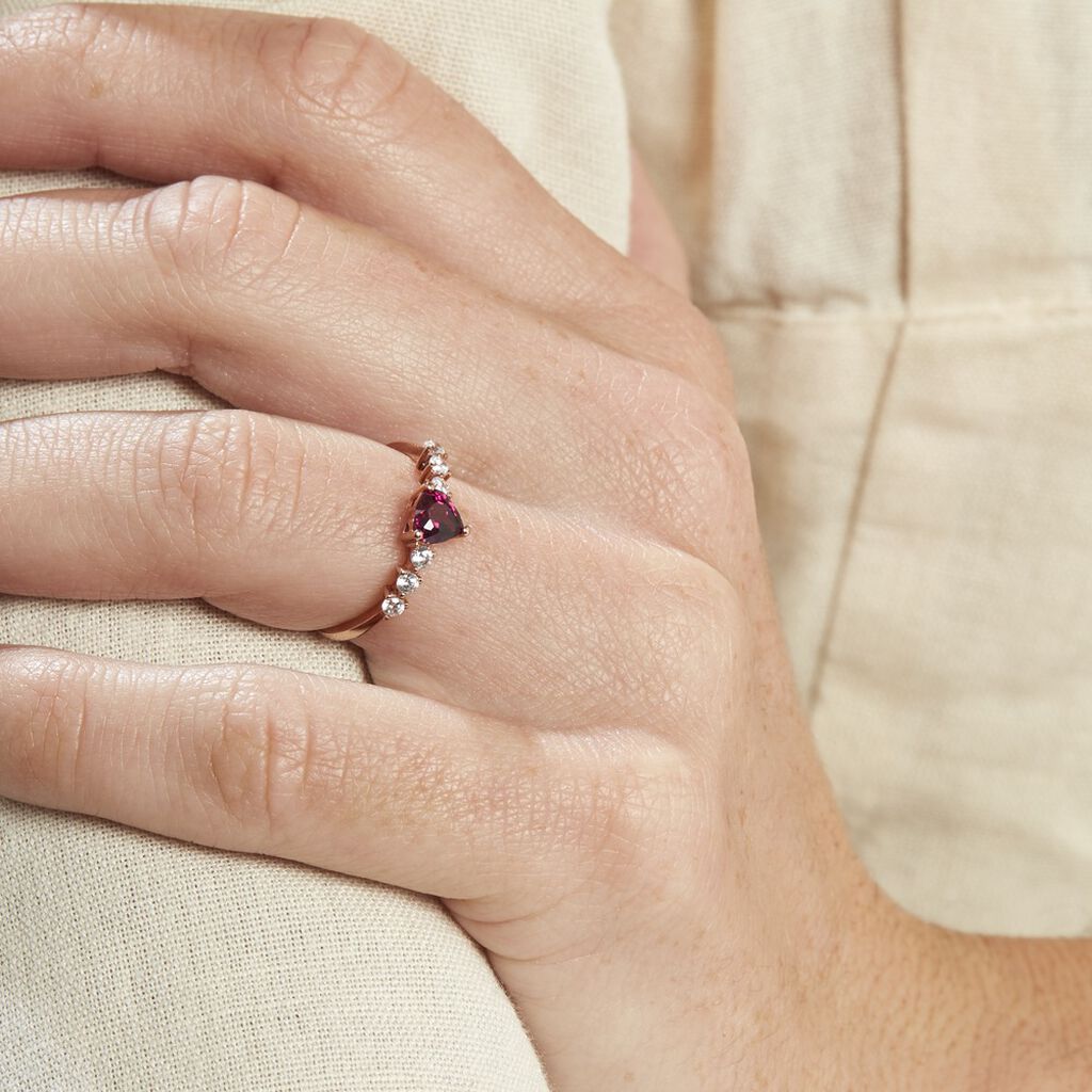 Bague Solitaire Accompagné Or Rose Samanta Rhodolite - Bagues solitaires Femme | Histoire d’Or