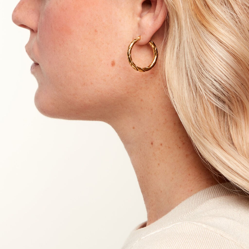 Cr&eacute;oles Gord Acier Jaune - Boucles d'oreilles cr&eacute;oles Femme | Histoire d&rsquo;Or