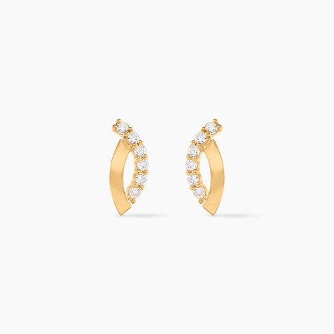 Boucles D'oreilles Puces Marlyatou Or Jaune Oxyde De Zirconium - Clous d'oreilles Femme | Histoire d&rsquo;Or