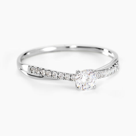 Bague Solitaire Kanel Or Blanc Oxyde De Zirconium - Bagues solitaires Femme | Histoire d&rsquo;Or