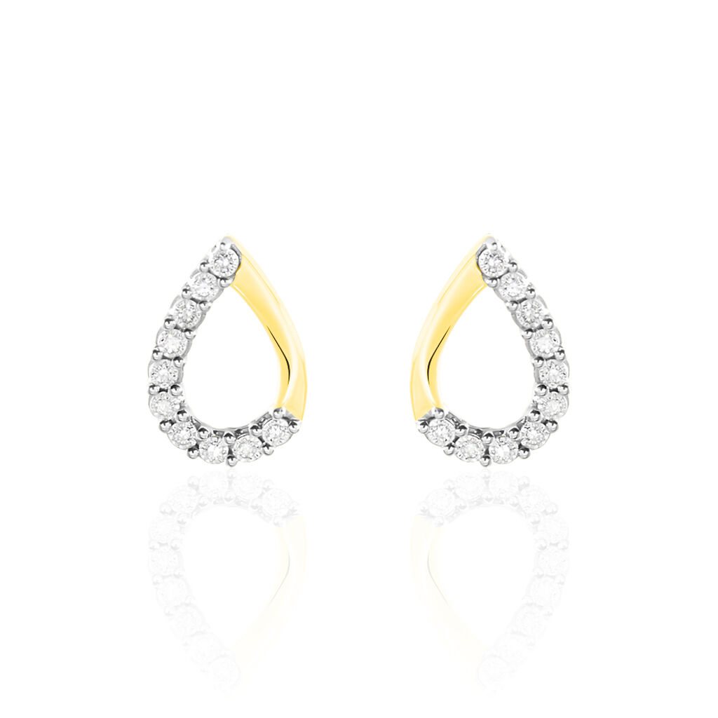 Boucles D'oreilles Puces Chrystalise Or Jaune Diamant - Clous d'oreilles Femme | Histoire d&rsquo;Or
