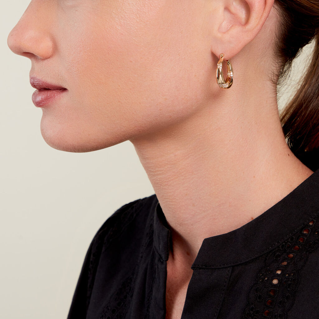 Créoles Olynda Plaqué Or Doré Oxyde De Zirconium - Boucles d'oreilles créoles Femme | Histoire d’Or