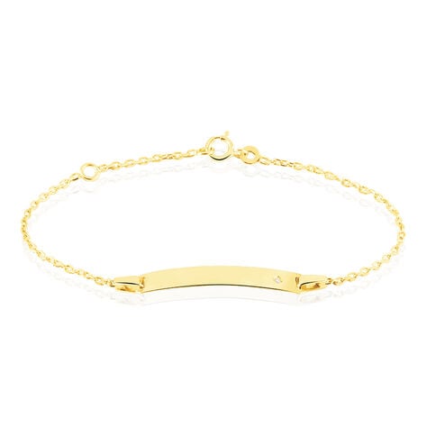 Bracelet Identit&eacute; Gaspardine Maille For&ccedil;at Or Jaune Oxyde De Zirconium - Bracelets Communion Enfant | Histoire d&rsquo;Or