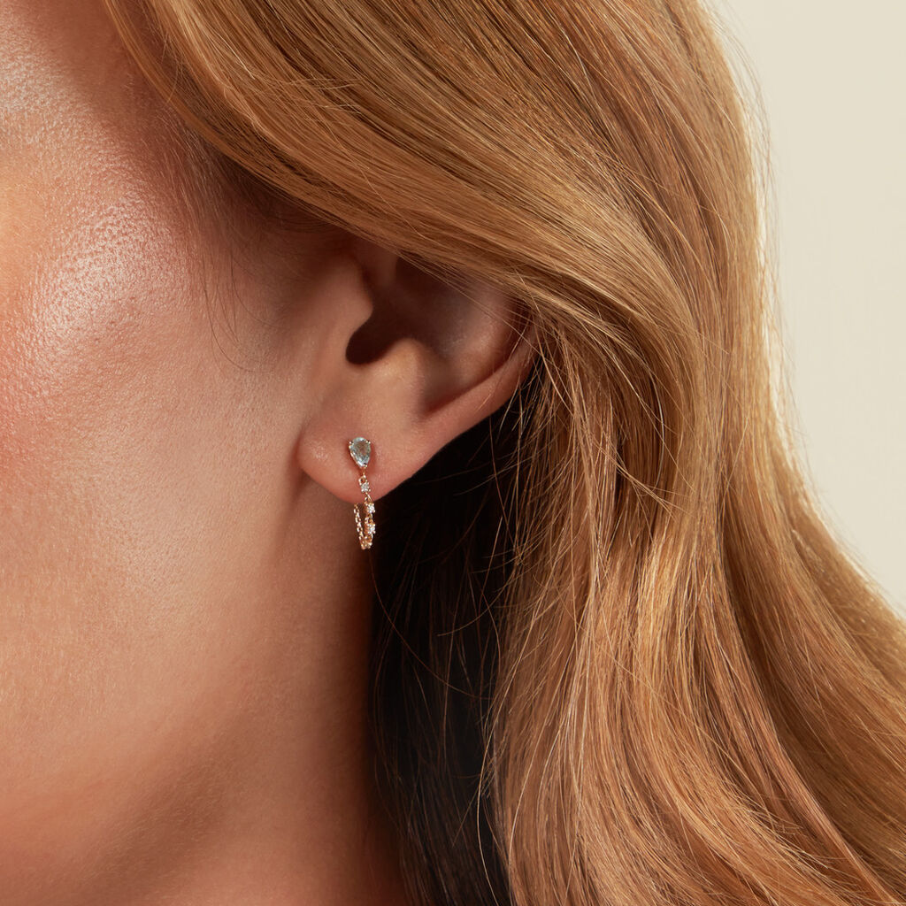 Boucles D'Oreilles Pendantes Jardin Secret Or Jaune Topaze Oxyde De Zirconium - Boucles d'oreilles pendantes Femme | Histoire d&rsquo;Or