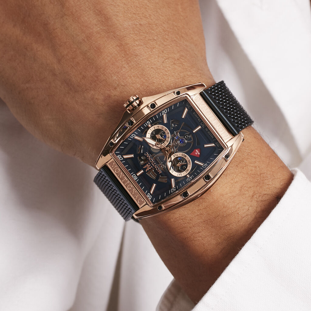 Montre Montignac Tonneau Bleu - Montres Homme | Histoire d’Or
