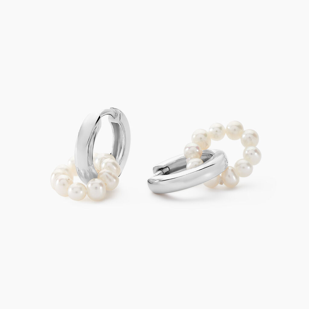Créoles Perlissima Argent Blanc Perle De Culture - Boucles d'oreilles créoles Femme | Histoire d’Or