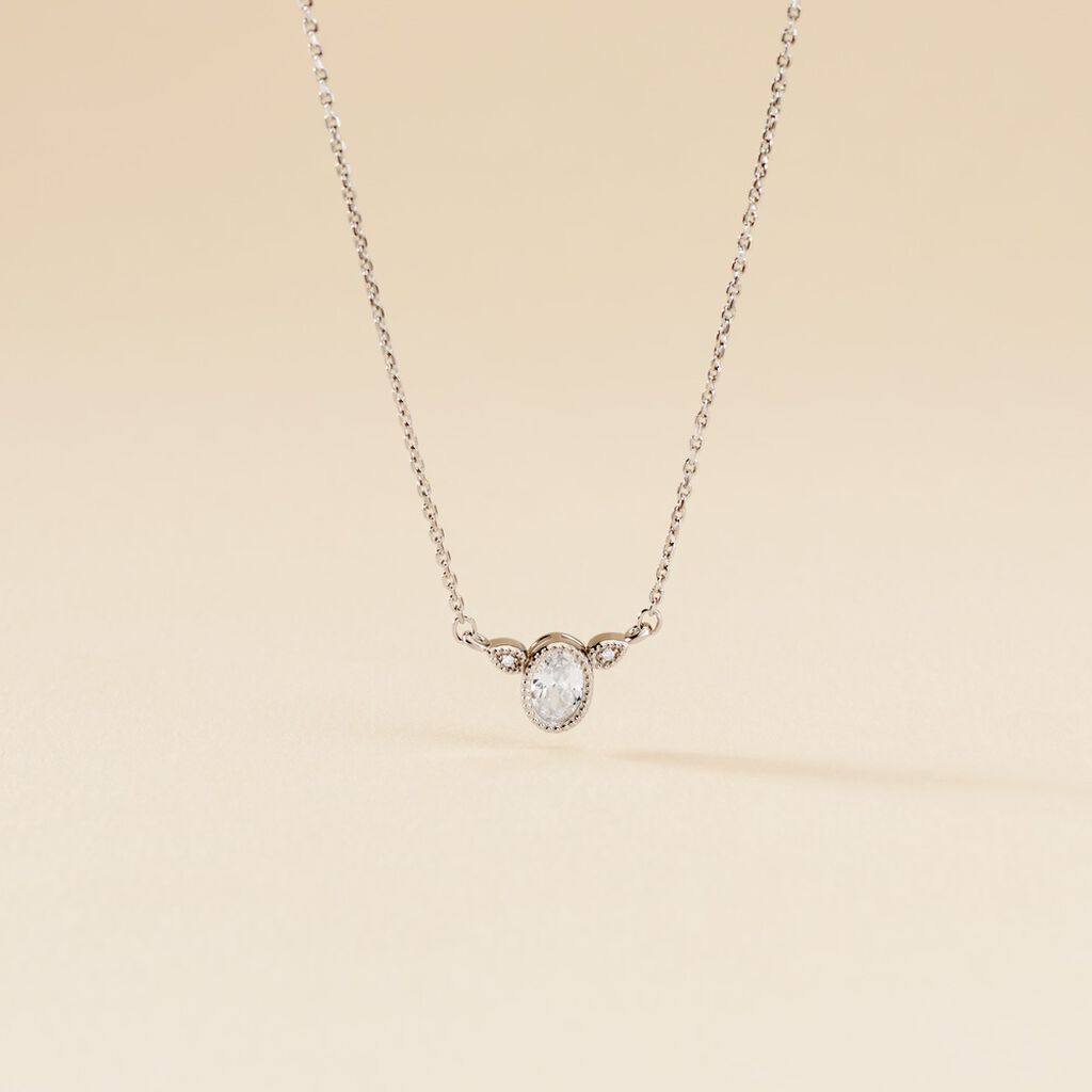 Collier Argent Blanc Afonso Oxyde De Zirconium - Colliers fantaisie Femme | Histoire d&rsquo;Or