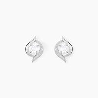 Boucles D'oreilles Puces Or Blanc Lydia Oxydes De Zirconium